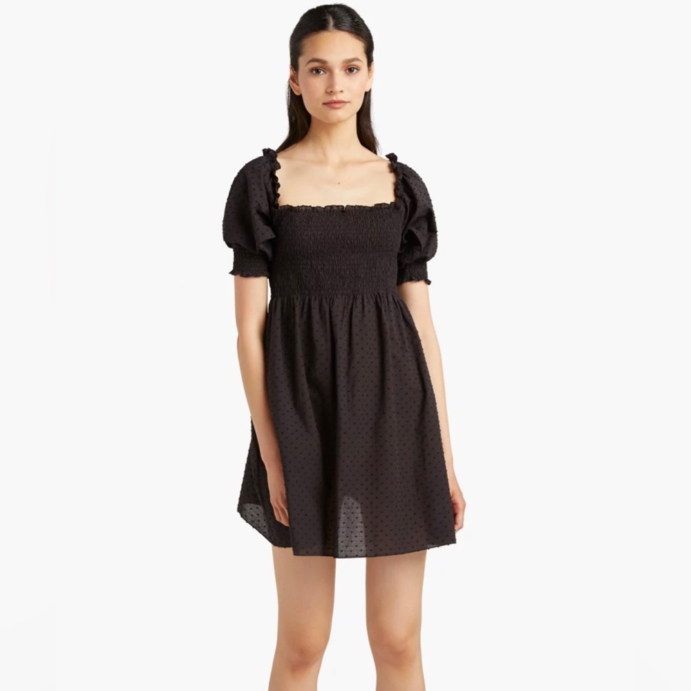 NWOT Hill House Home Athena Nap Dress Black Swiss Dot